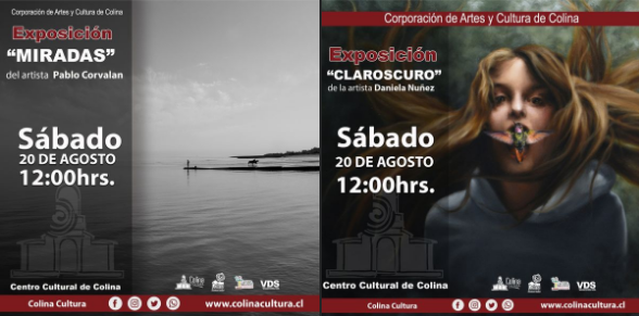 «Claroscuro» y «Miradas» nuevas exposiciones en Centro Cultural de Colina
